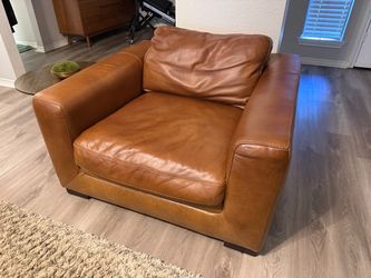 Leather chair and ottoman