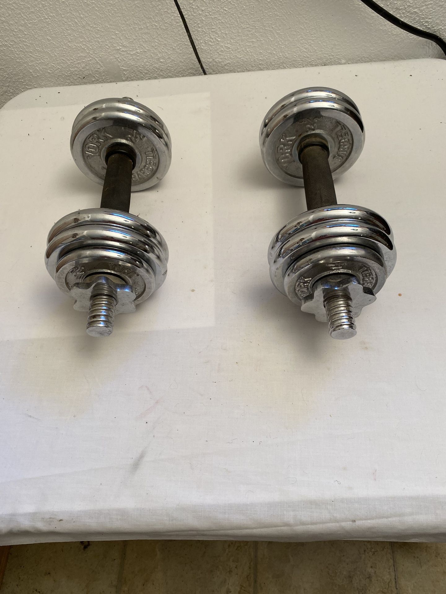 York  chrome barbells (25 lbs.)