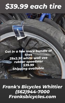 29x2.30 White Wall Vee Rubber Speedster Tires 