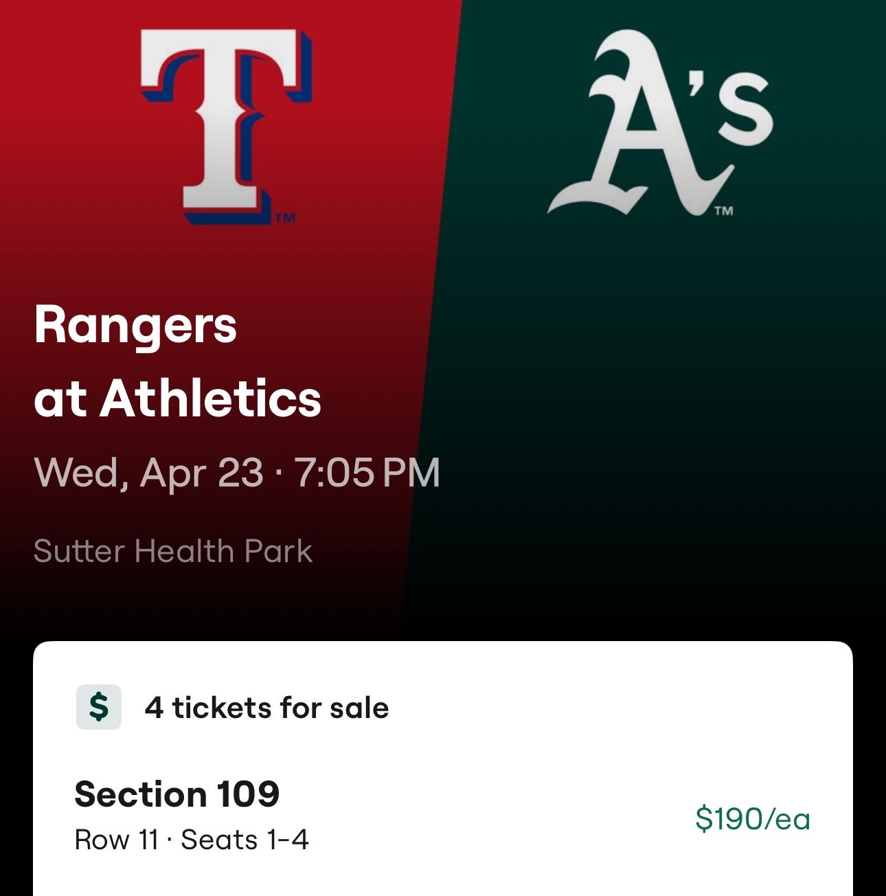 A’s/Rangers