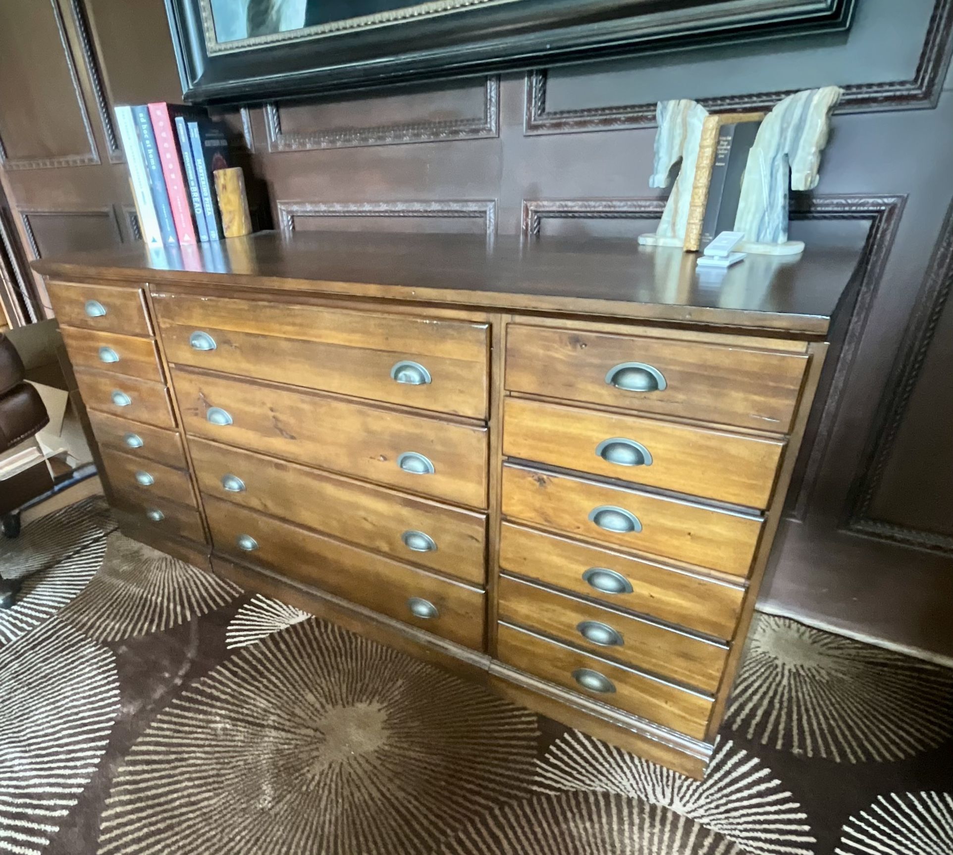 Pottery Barn Printer’s Tuscan Chestnut 4 Piece File Cabinet