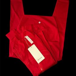 lululemon red define jacket & leggings set