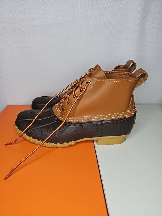 LL Bean Boots Men's Wide Brown Leather RUBBER Toe Size 11 M
