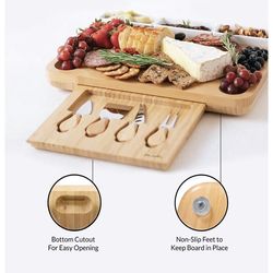 Bamboo Cutting Board With Knife Storage & Bowls
