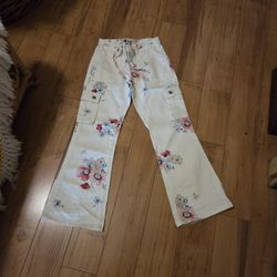 Girls Size 7 Flare Flower Jeans