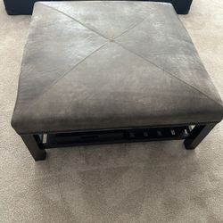 Leather Ottoman 40 X 40 X 18 Tall