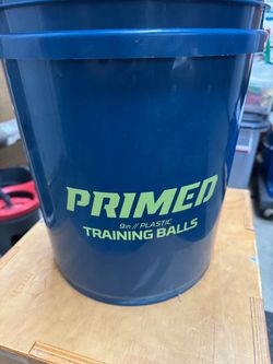 Primed Plastic Baseball Training Balls with Bucket
