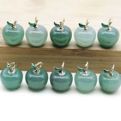 8pcs Apple Statue Pendant Natural Lapis Lazuli Stone Carved Jewelry