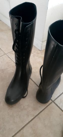 Black rain boots