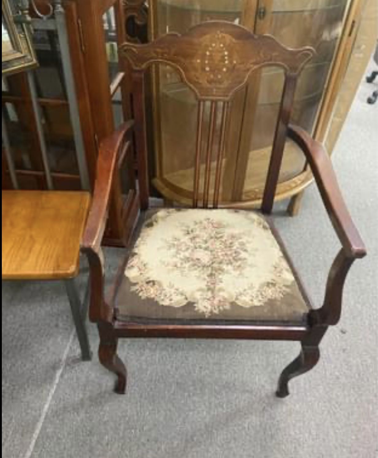 Antique Brocade Roses Parlor chair