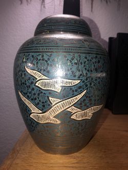 Large Brass Hand-Crafted Urn From India