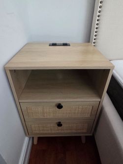 Nightstand with Charging Station, LED set of 2