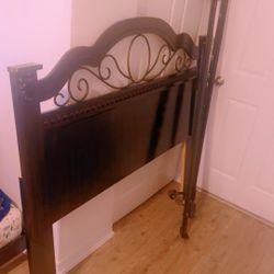 Queen Marble Brown Headboard And Rails 