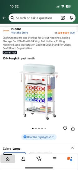 Craft Organizers and Storage for Cricut Machines, Rolling Storage Cart/Shelf