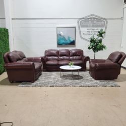 🛋️Leather Sofa Loveseat & Swivel Recliner Set (Delivery Available!! )