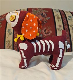 HOLLOWEEN DIA DE LOS MUERTOS STUFFED PLUSH ANIMAL DOG TOY APROX  7"X9" SEE DESCRIPTION