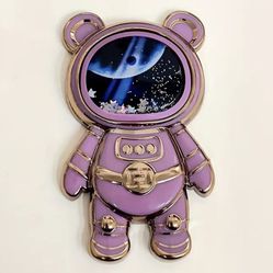 Purple Teddy Bear Astronaut Foldable Cell Phone Stand