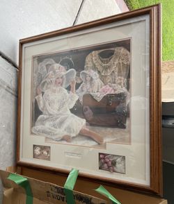 Large Doll Vintage Print Framed