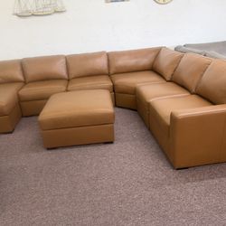 5 Pc Leather Sectional Sofa With Chaise-Radley 