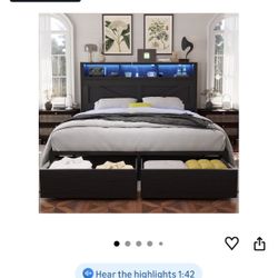 New In The Box Full Bed With Storage And Led Light 