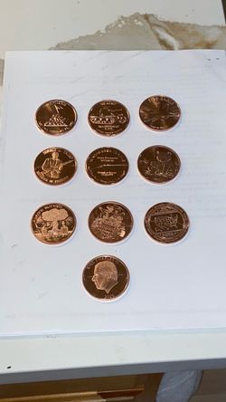 Set of 10 Copper Commemorative Coins