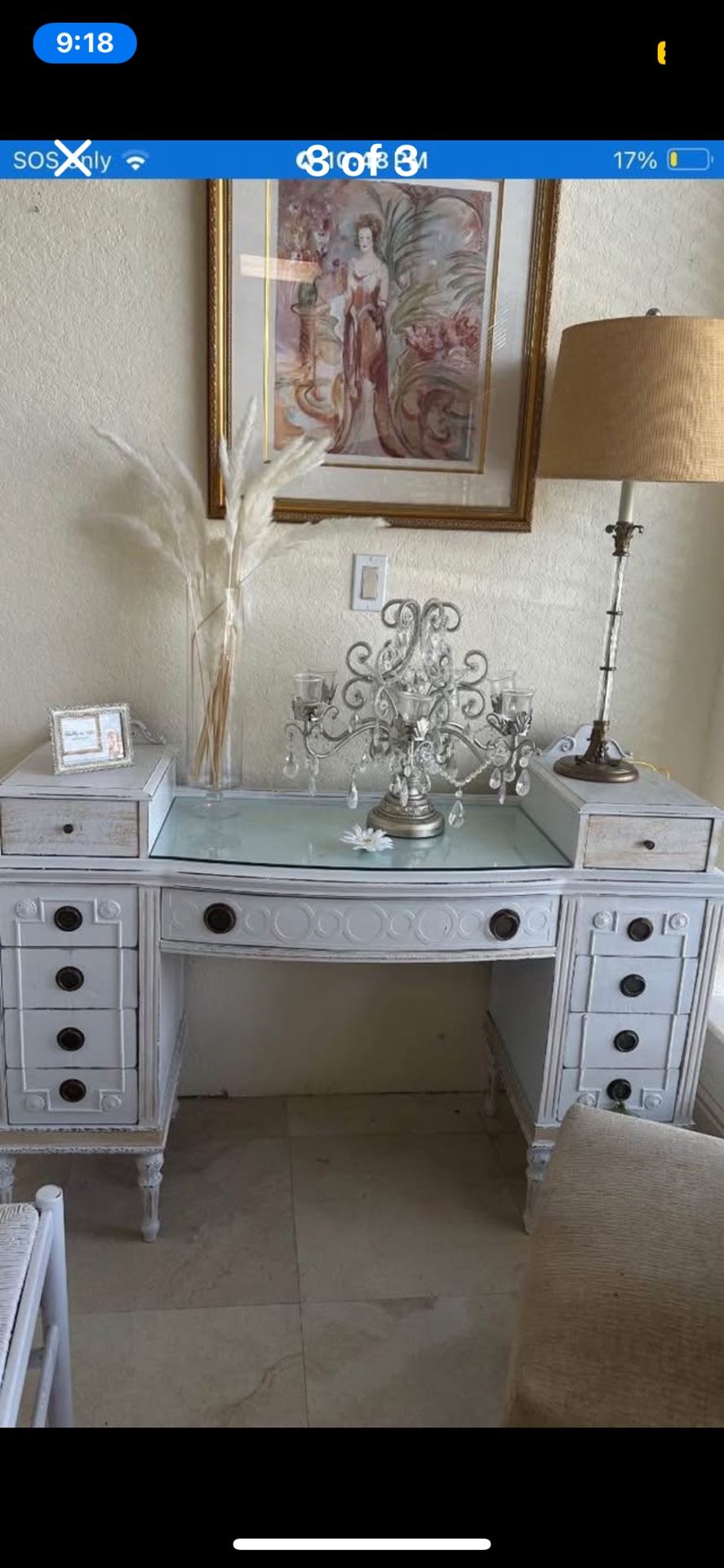 Custom Made Vanity With Glass Top