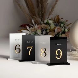 White Gold New Wedding Table Numbers 1 - 12 Event Table Top Numbers Seating Chart Numbers