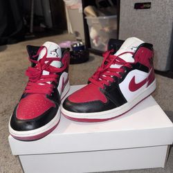 Women’s Air Jordan 1 Mid - Black/Gym Red-White (Size 7)