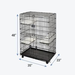 Multi-level Collapsible Wire Cage Playpen W/ Multiple Removable  Shelves