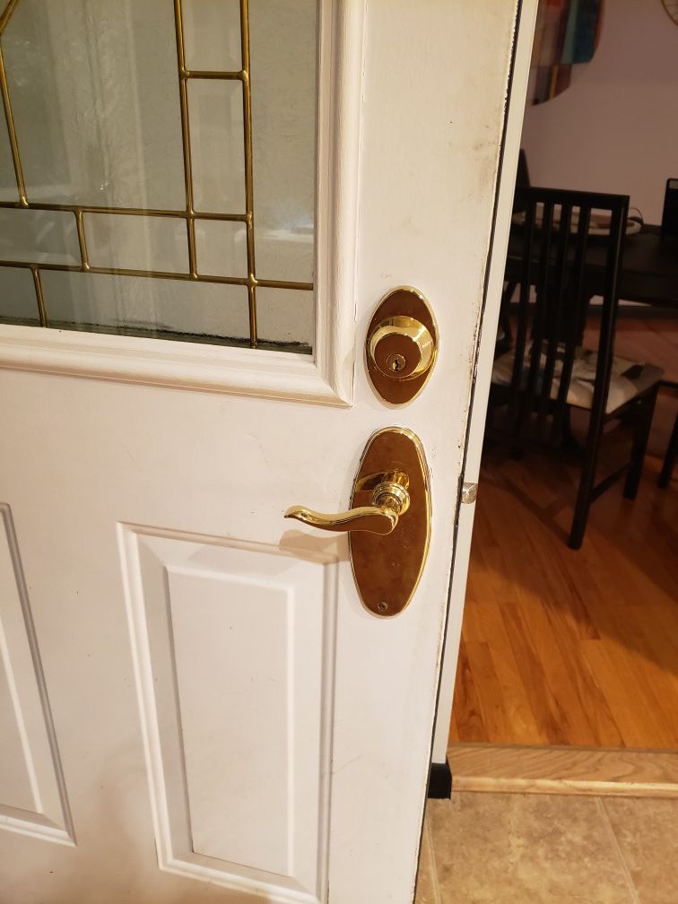 Two Brass Front Door Lock Sets - FREE