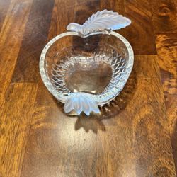 Studio Nova Apple Delight Clear Glass Candy Bowl Dish Frosted Leaves