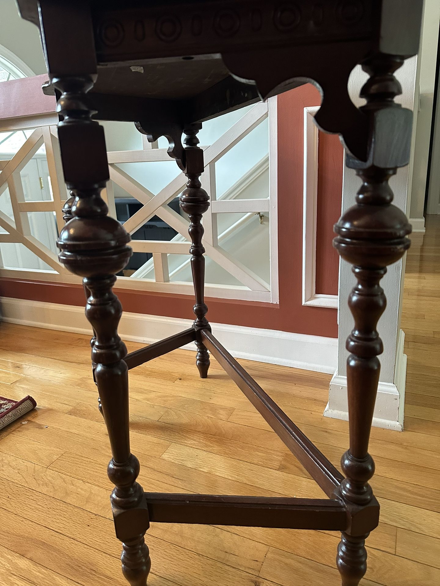 **Victorian-Era Carved Wooden Side Table – Renaissance Revival Style**