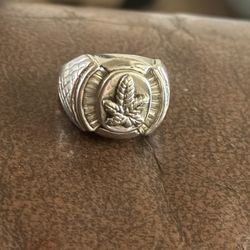 420 Weed Silver Ring 