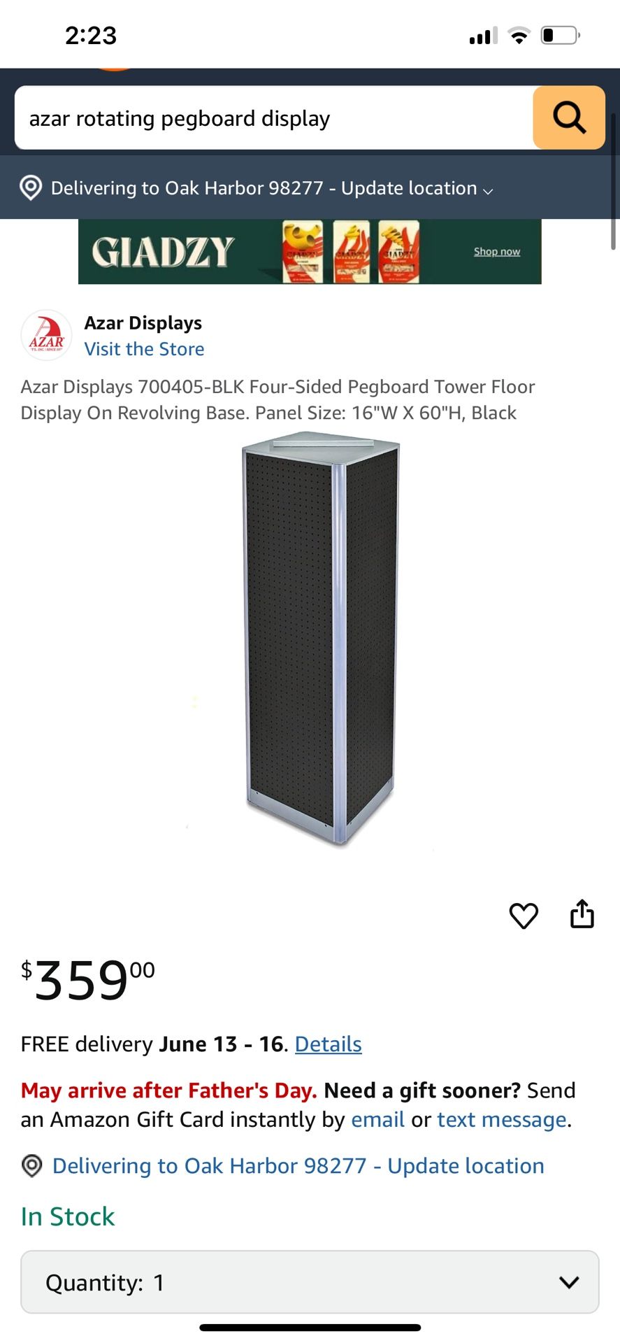 Azar Rotating Pegboard Display