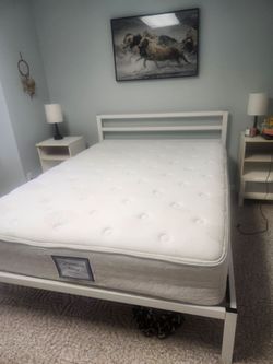 Queen platform bed and night stands $100.  Need gone