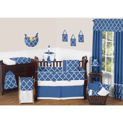 Sweet Jojo Designs Blue Trellis 9-piece Crib Bedding Set
