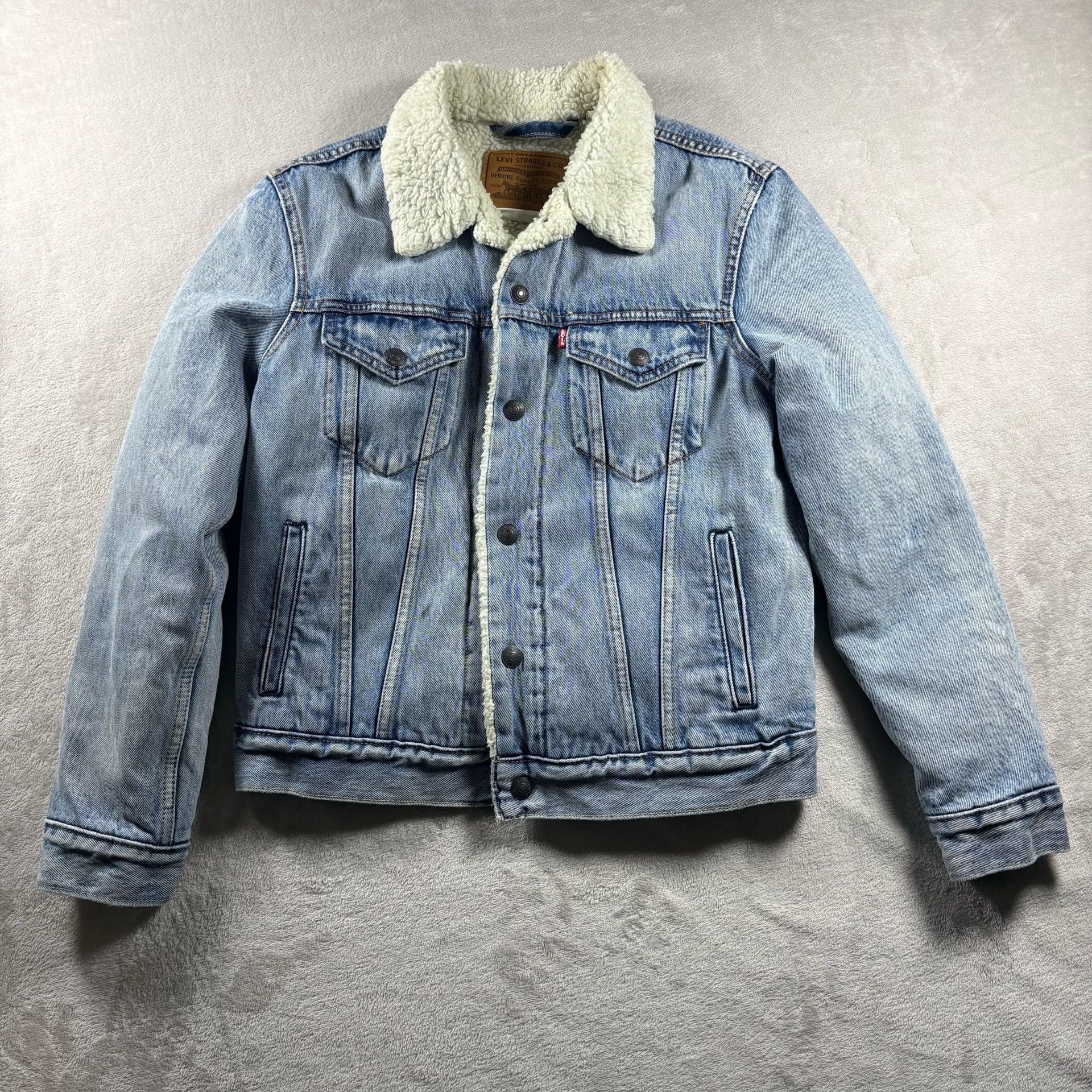 Levi’s Jacket Women’s XS Blue Premium Sherpa Fleece Trucker Lined Coat Top