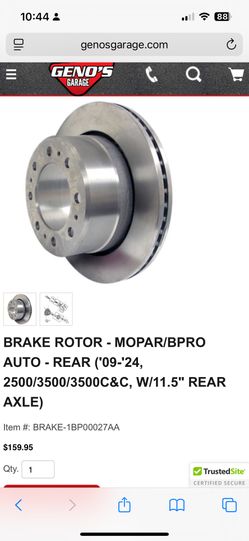 Rear RAM BRAKE ROTORS - MOPAR/BPRO AUTO - REAR ('09-'24, 2500/3500/3500C&C, W/11.5" REAR AXLE)
