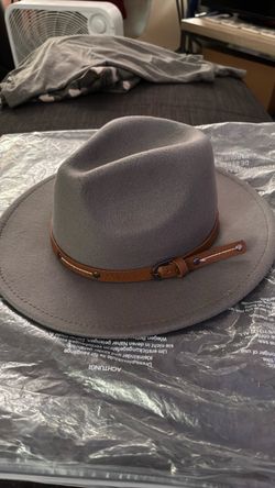 Gray Wide Brim Fedora Hat