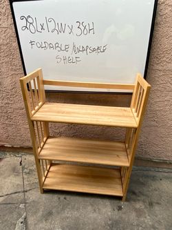 Foldable Collapsible Wood Shelf 3-Tier