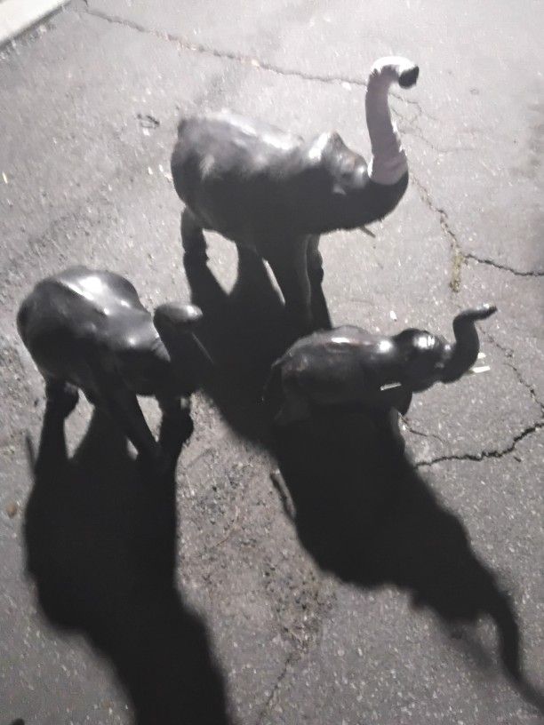 3 Larger Elephants Made Of Leather