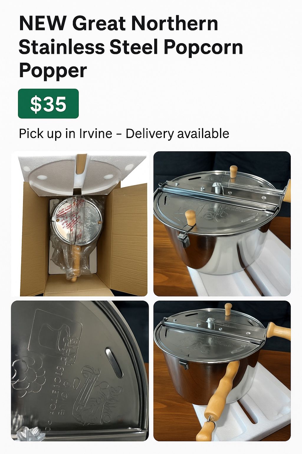 NEW Great Northern Stainless Steel Popcorn Popper – Stovetop