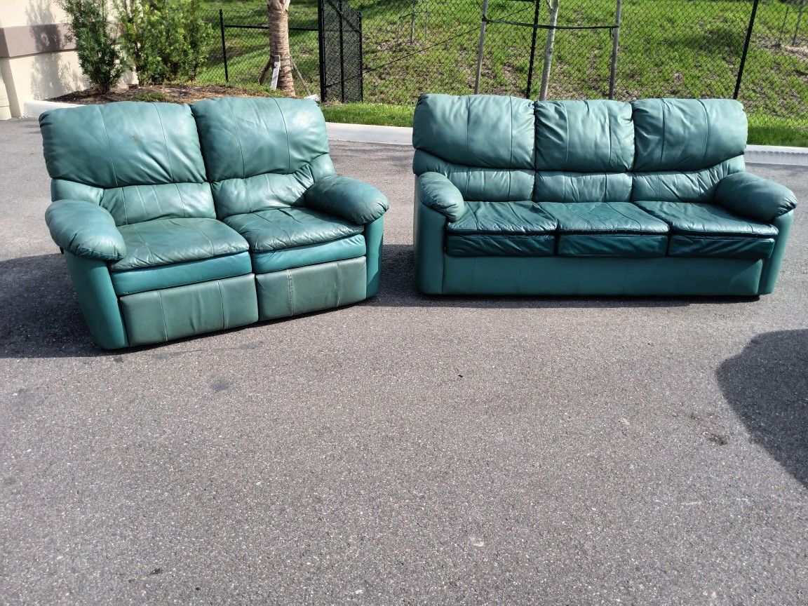 Leather Sleeper Sofa and Recliner Loveseat