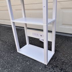 3-Tier Small Narrow Wood Side Table with Charging Station, Skinny Nightstand for Small Space, Slim Bedside Table with Storage for Couch, Thin End Tabl