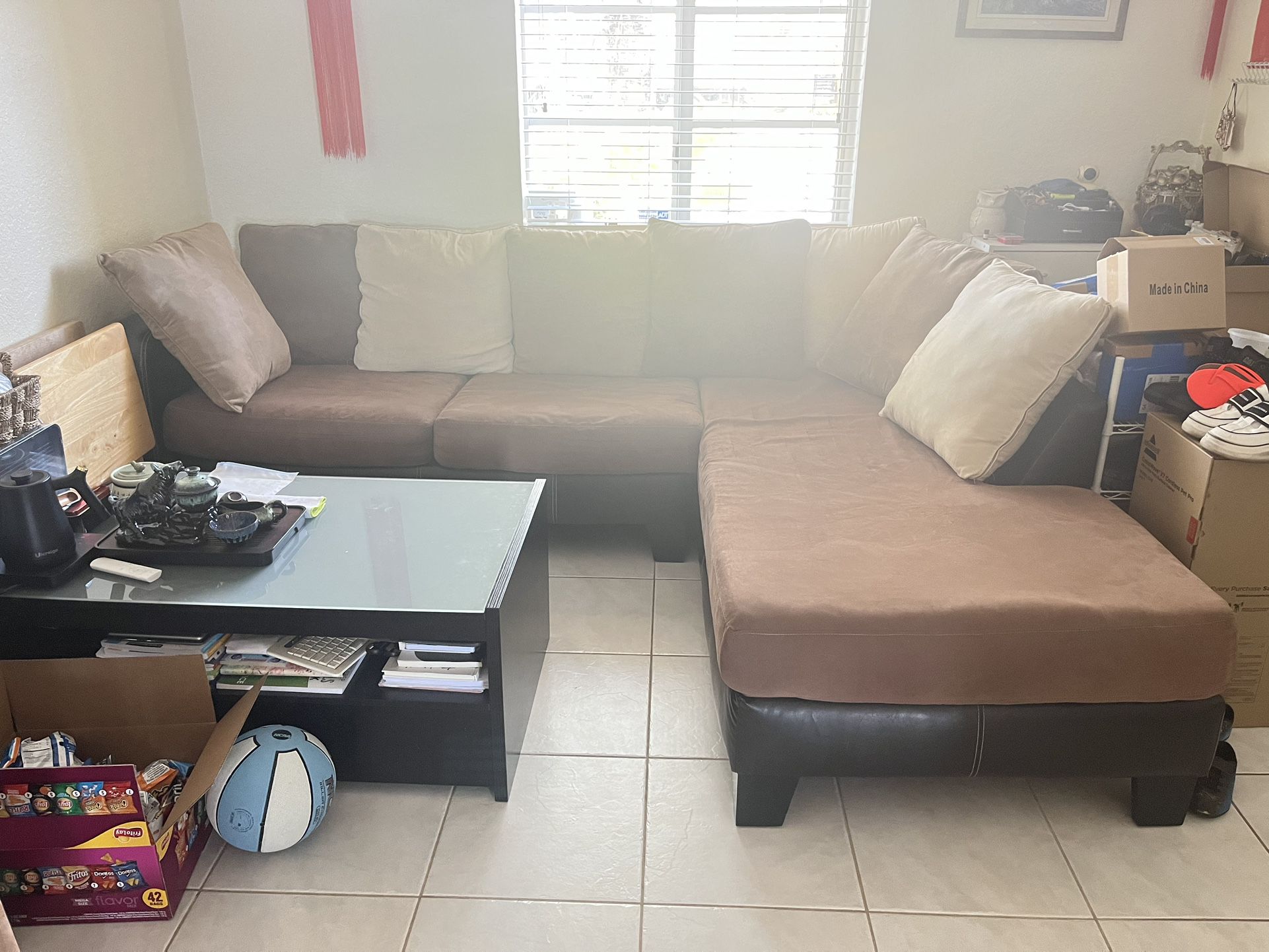 Used Sofa 105×37 inch, Chaise longer 80×37 inch