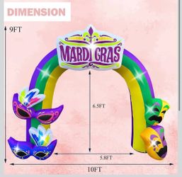 FUN 9 FT Mardi Gras Inflatable Arch with Mask Decoration