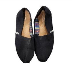 Toms Size 6.5 Black Canvas Shoes