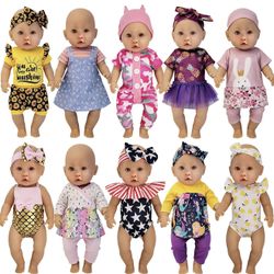 10 Sets 14-16 Inch Baby Doll Clothes Dress Outfits Headbands Accessories fits New Born 15 inch Baby Doll