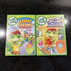 2 LeapFrog Learning Skills DVDs Letter Factory & Let’s Go To School 