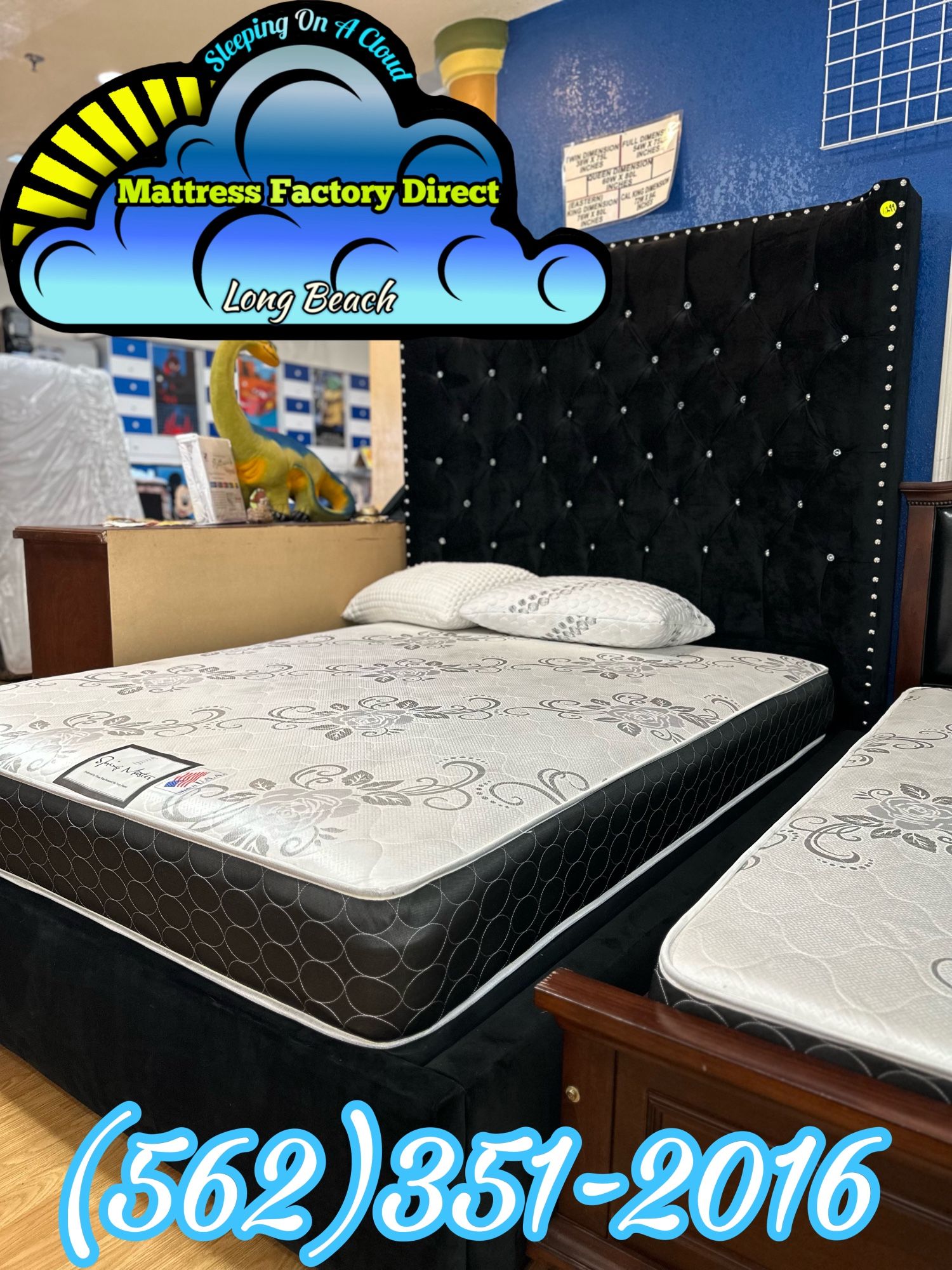 Queen Velvet Bed Frame Black With Diamond Studs